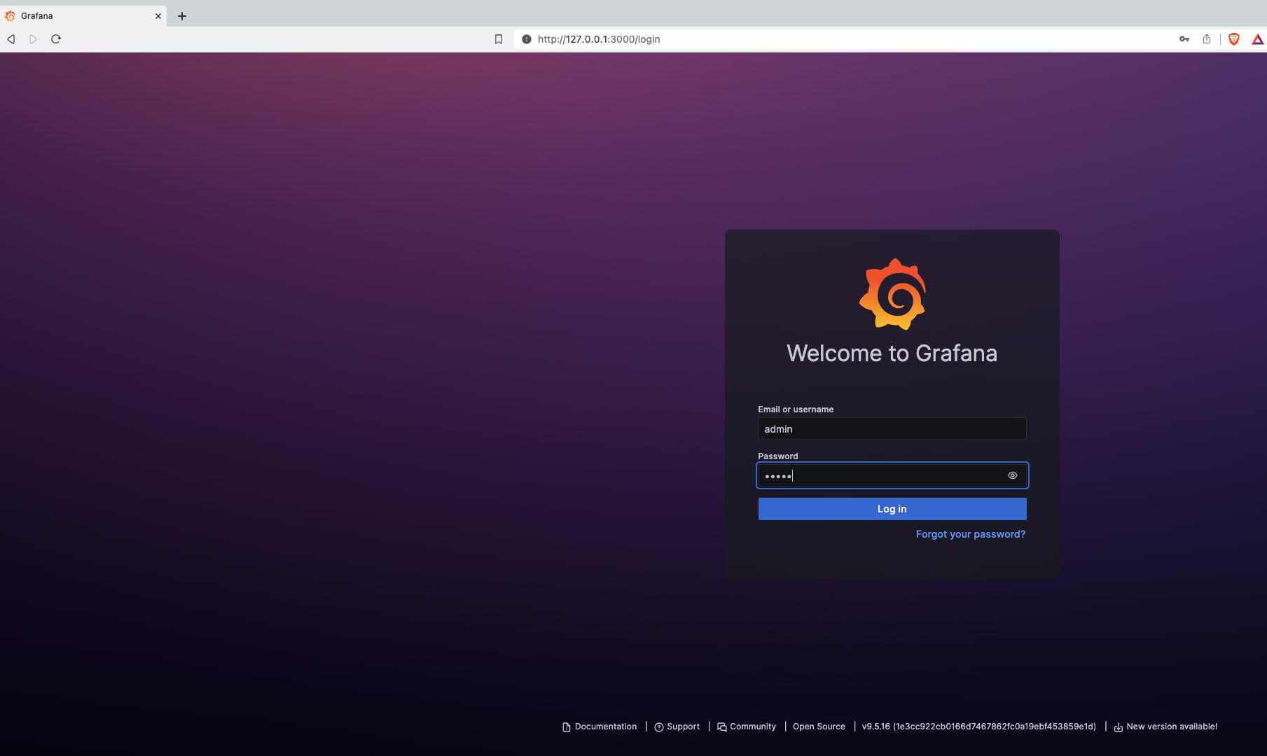 Grafana page